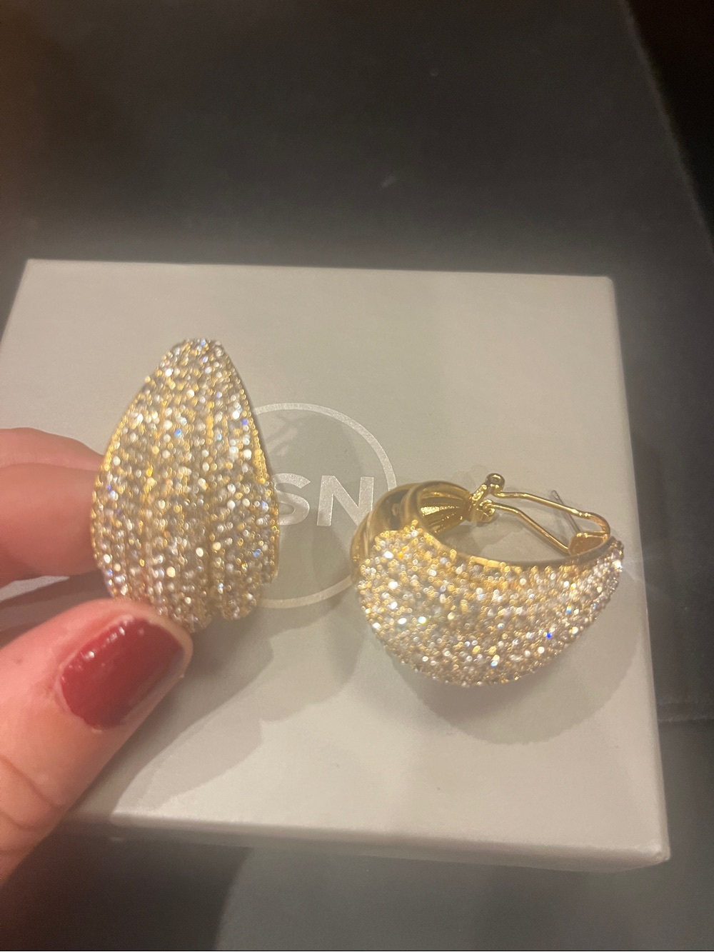Joan Boyce Gold Crystal Pavé Dome Earrings